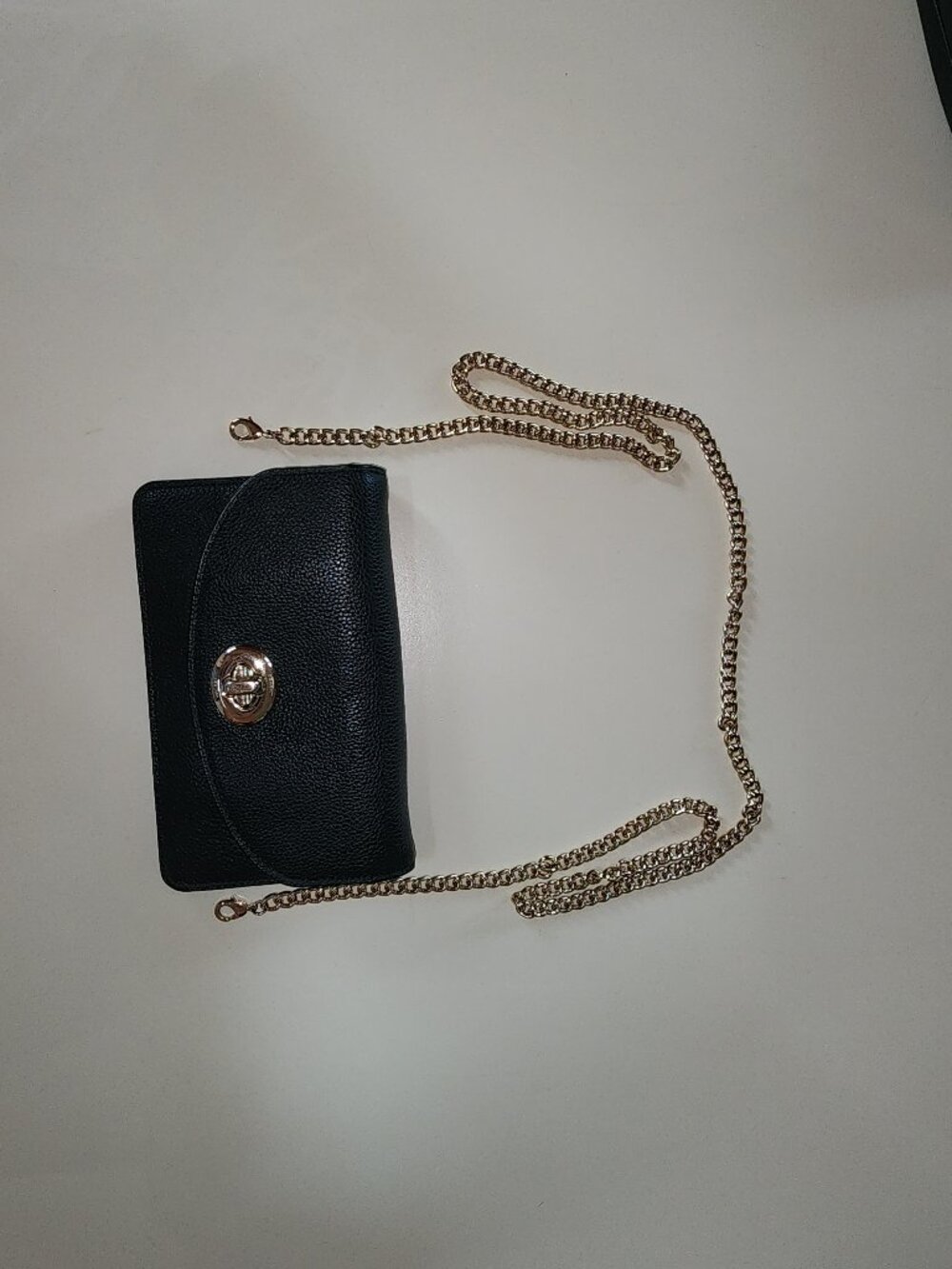 Coach Black Crossbody Clutch with Removeable Gold Chain